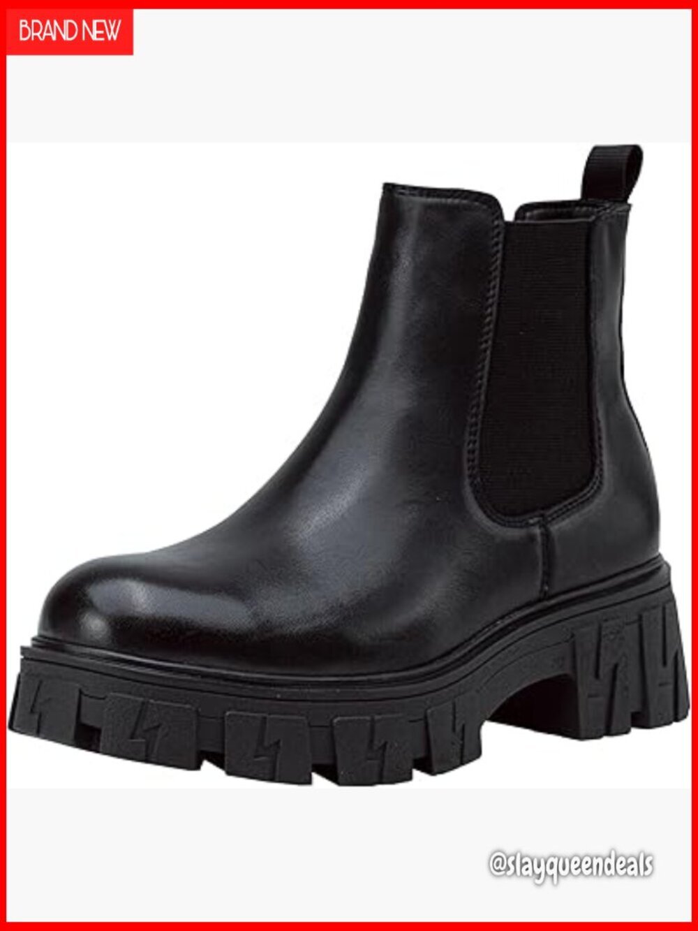 Women's Platform Chelsea Combat Boots Chunky Heel Lug Sole Slip On